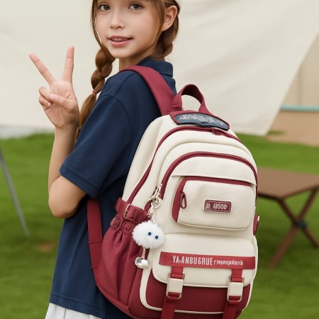 exportybag Academy Style School Bag Book Bag Lightweight College Student Backpack(Red)